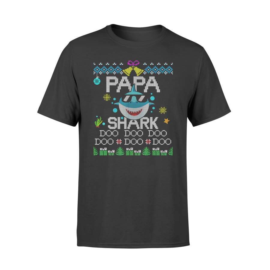 Christmas gift idea Mens Mens Papa Father Shark Xmas Matching Family Group Ugly T-Shirt – Standard T-shirt