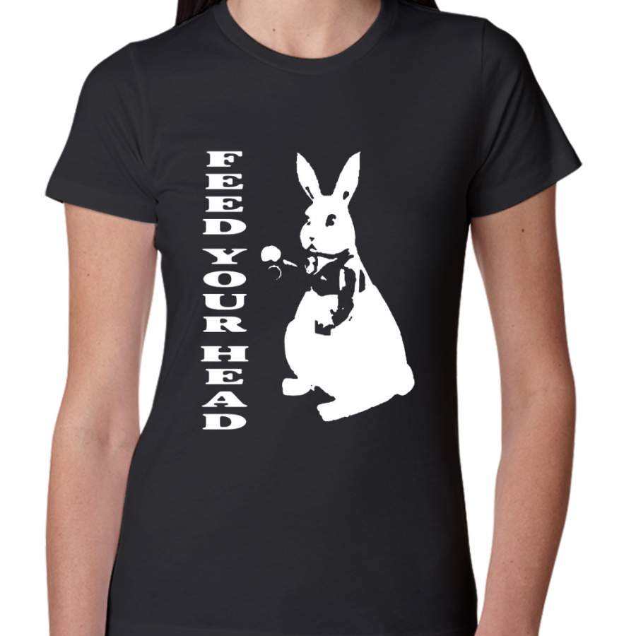 60_s Inspired White Rabbit Alice In Wonderland Hippy Teacher Women T-Shirt