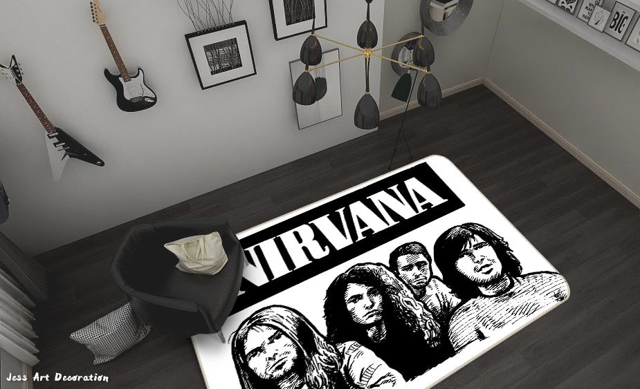 3D Nirvana Rock Band Black Non-Slip Rug Mat 78