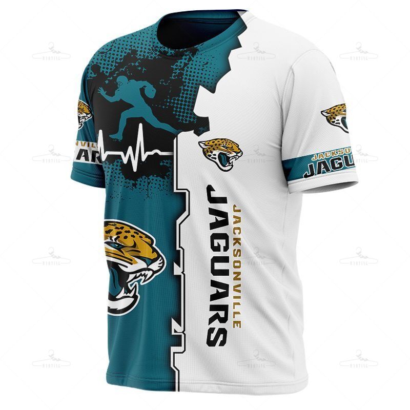 Jacksonville Jaguars T-Shirt Graphic Heart Ecg Line