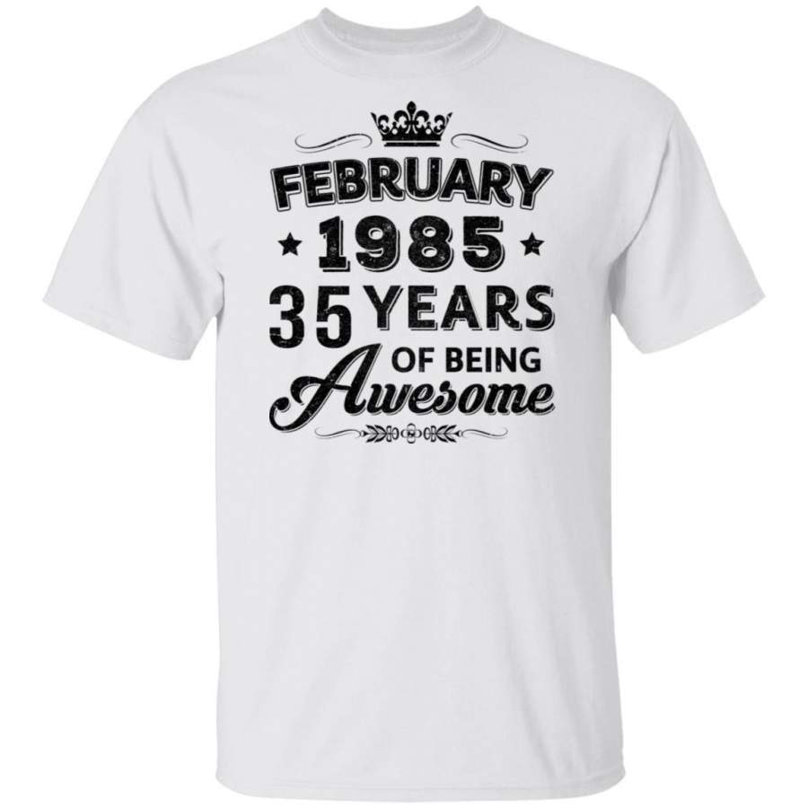 Vintage 1985 February 35Th Birthday Gift Being Awesome T-shirt