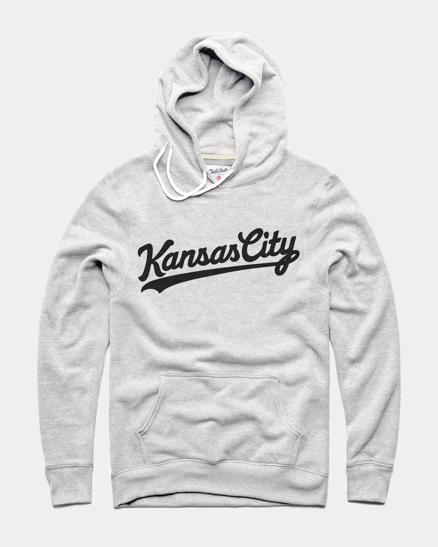 Ash Grey & Black Kansas City Script Vintage Hoodie