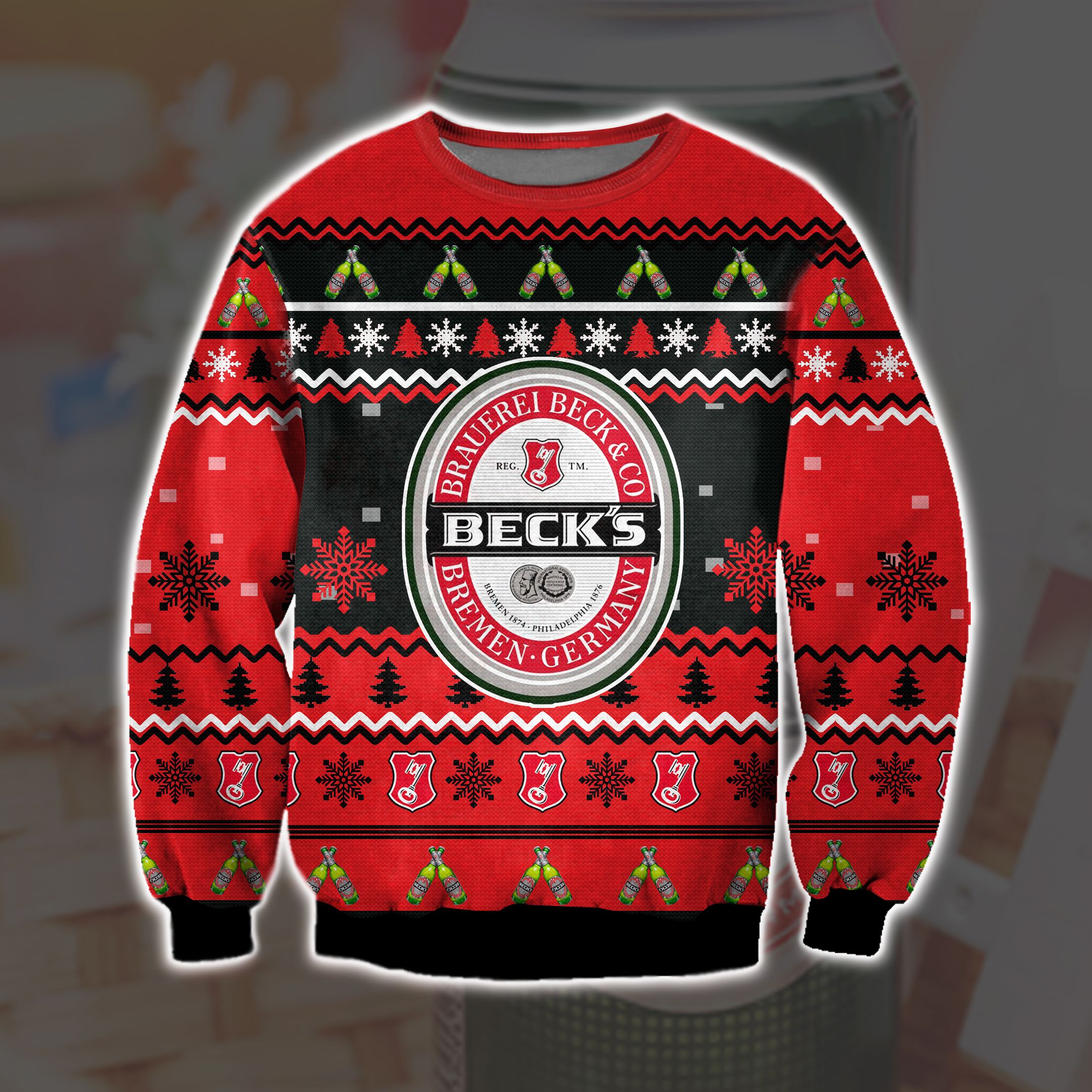 Beck’S Beer Knitting Pattern 3D Print Ugly Sweater