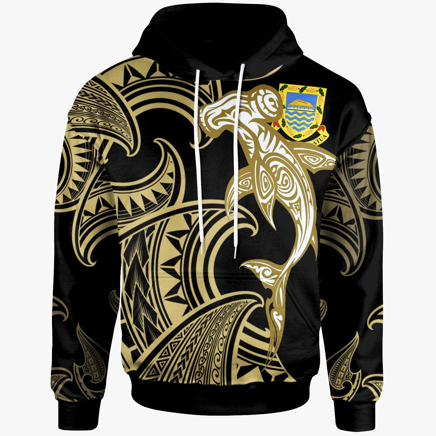 Tuvalu Hoodie – Hammerhead Shark Tribal Pattern – BN20