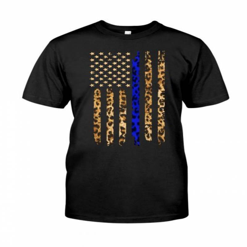 Thin Blue Line Leopard American flag shirt, hooodie, tank top