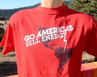 70s Vintage T-shirt Go Americas Sell Energy Crisis Lightning Bolt Tee 8198