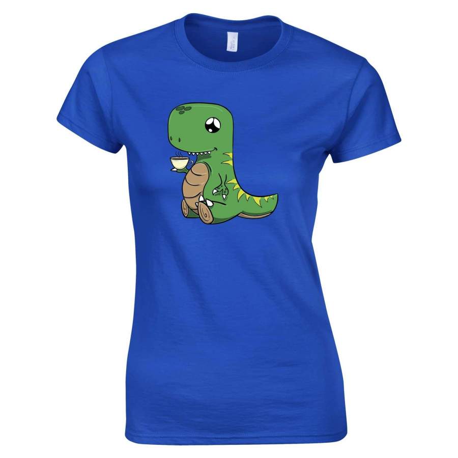 Cute Dinosaur Womens TShirt Tea T-Rex Pun Joke