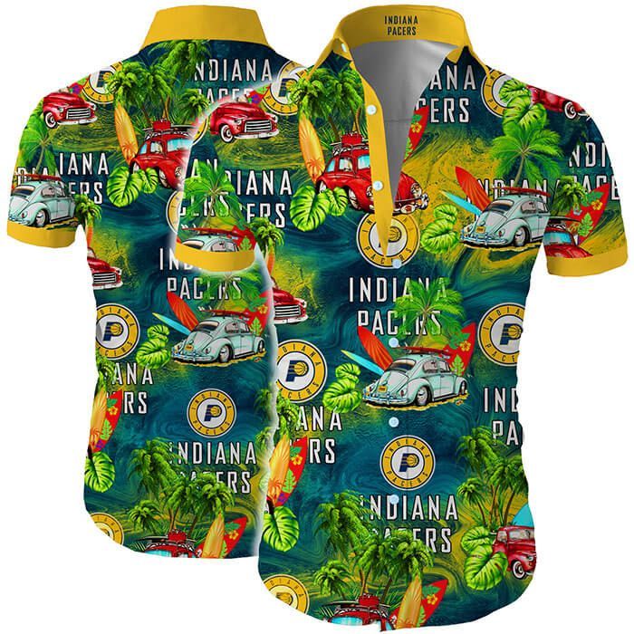 Indiana Pacers Hawaii Shirt Tropical Flower Short Sleeve Slim Fit Body Ha5358