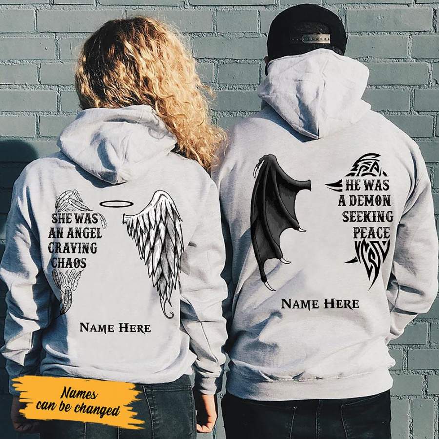 Personalized Demon Angel Love Couple Pullover Hoodie SB211 85O53 ...