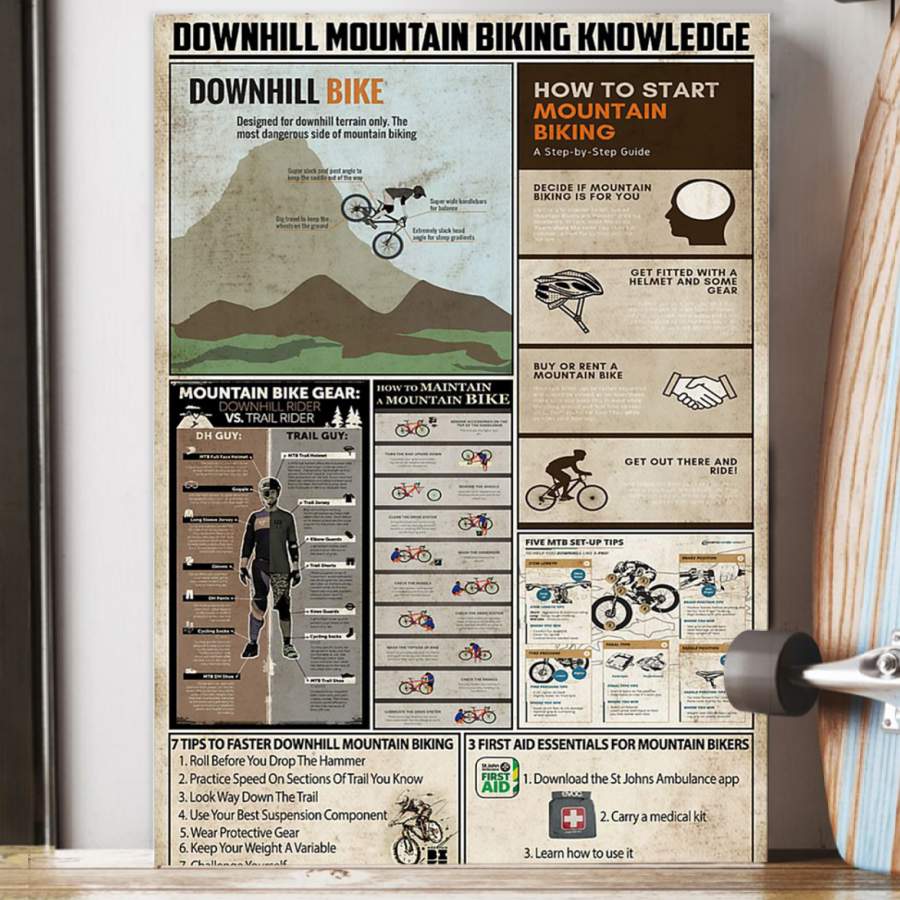 Downhill Mountain Biking Knowledge  Unique Custom Design  Poster  Gift