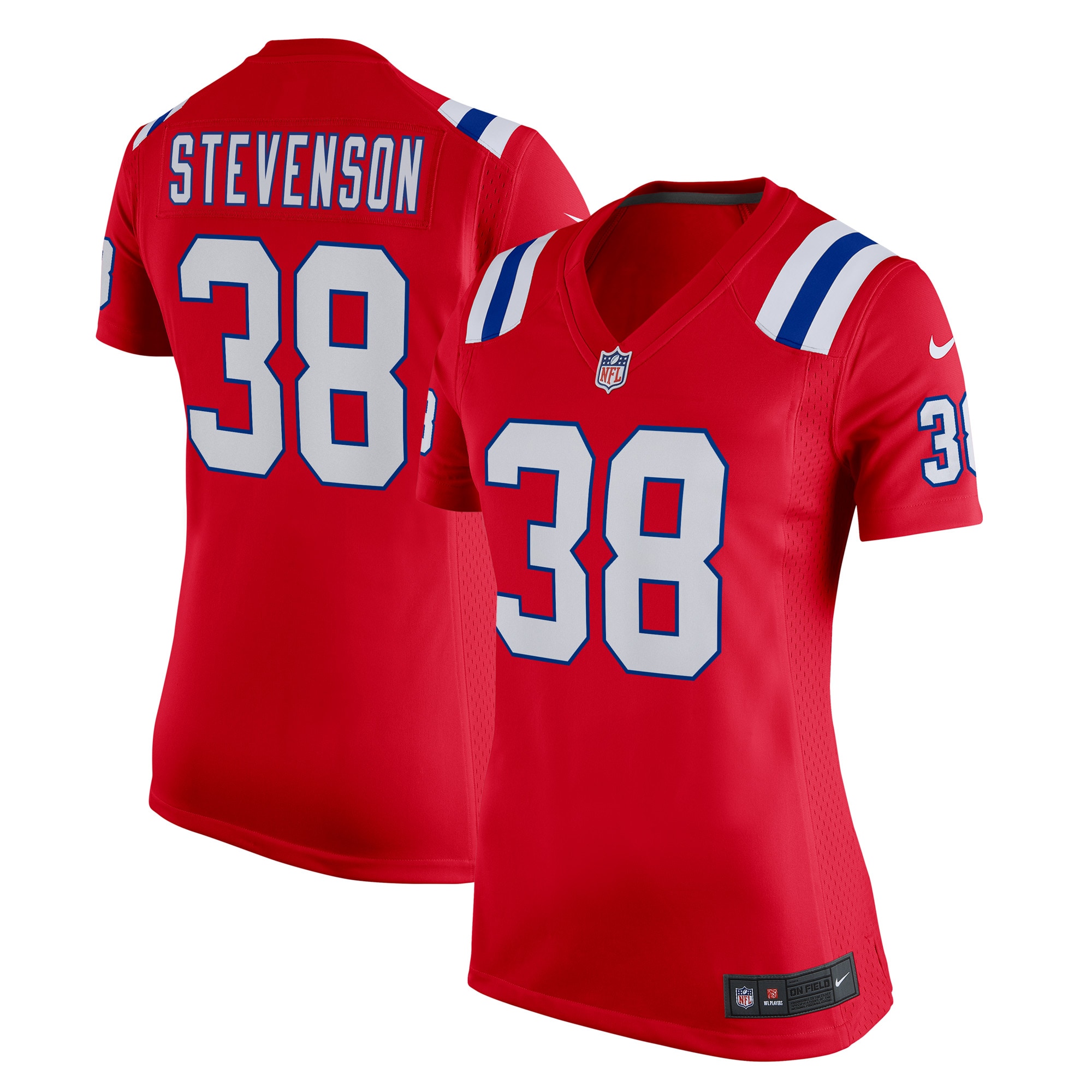 Rhamondre Stevenson New England Patriots Women's Alternate Game Player Jersey – Red