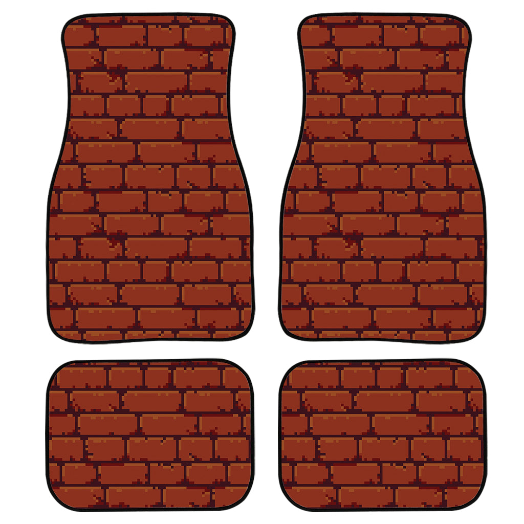 8-Bit Pixel Brick Wall Print Front And Back Car Floor Mats, Front Car Mat