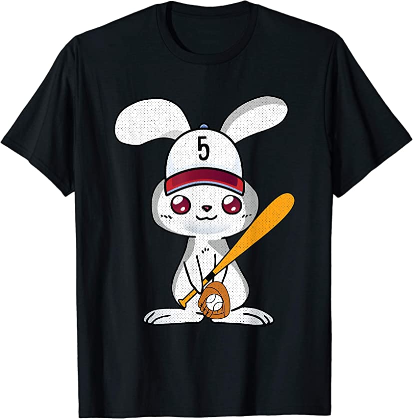 Bunny Playing Baseball Happy Easter Cute Sport T-Shirt