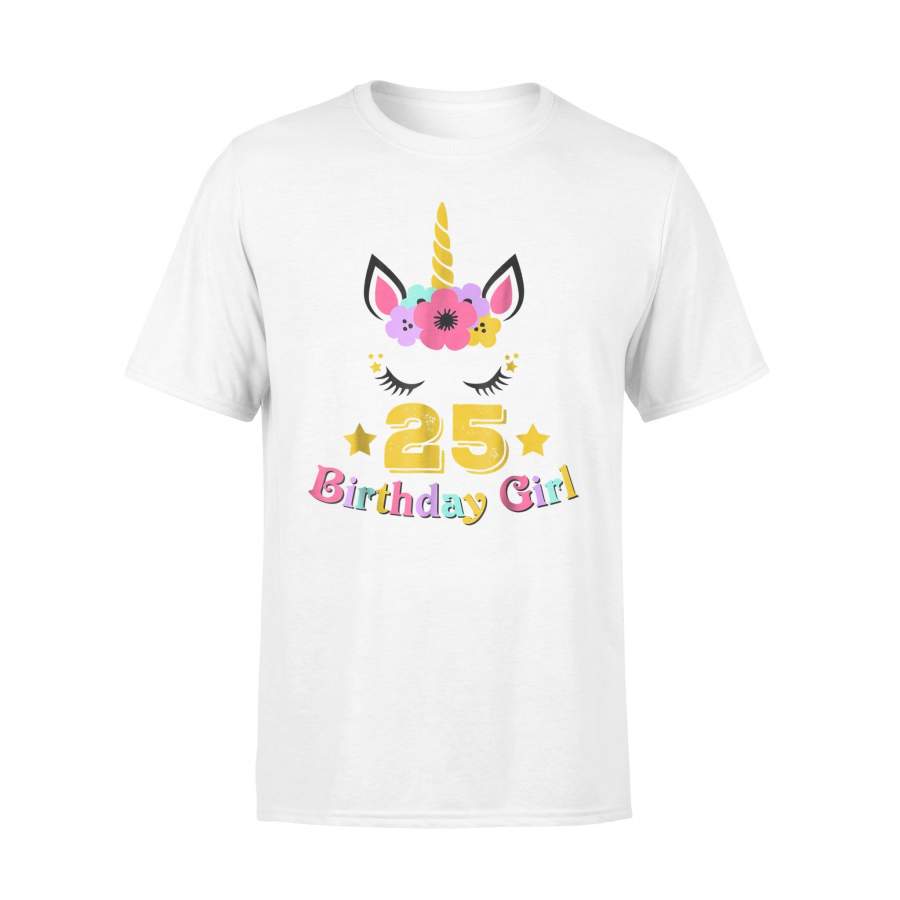 25 Birthday Girl Floral Unicorn 25th Birthday Outfit T Shirt