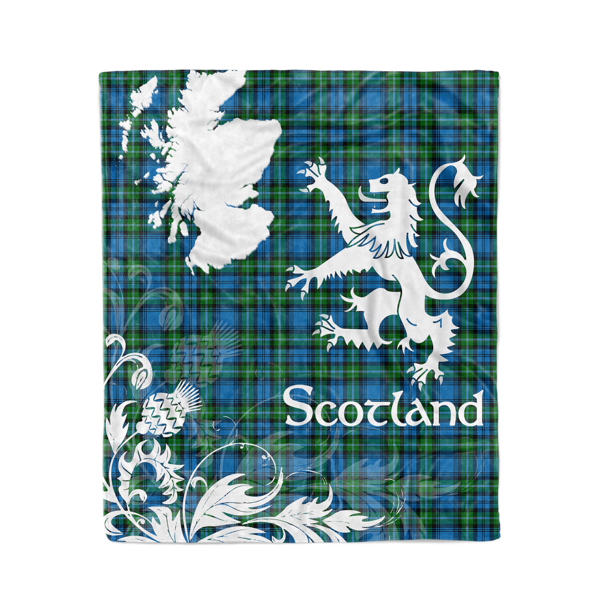 Tartan Plaid Fleece Blanket Tartan Blanket Thistle And Lion Scottish Clan Lyon Plaid Blanket