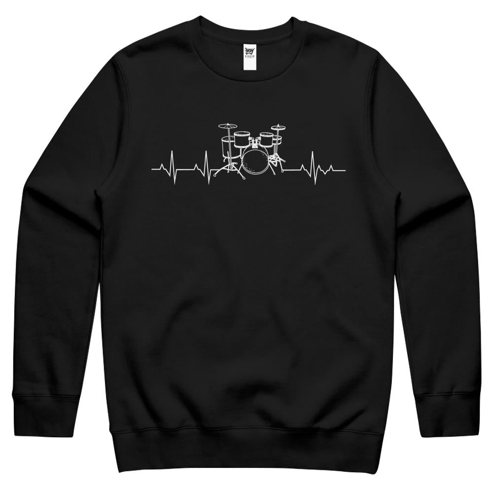 Drums Heartbeat – Funny Drummer Crewneck Sweatshirt