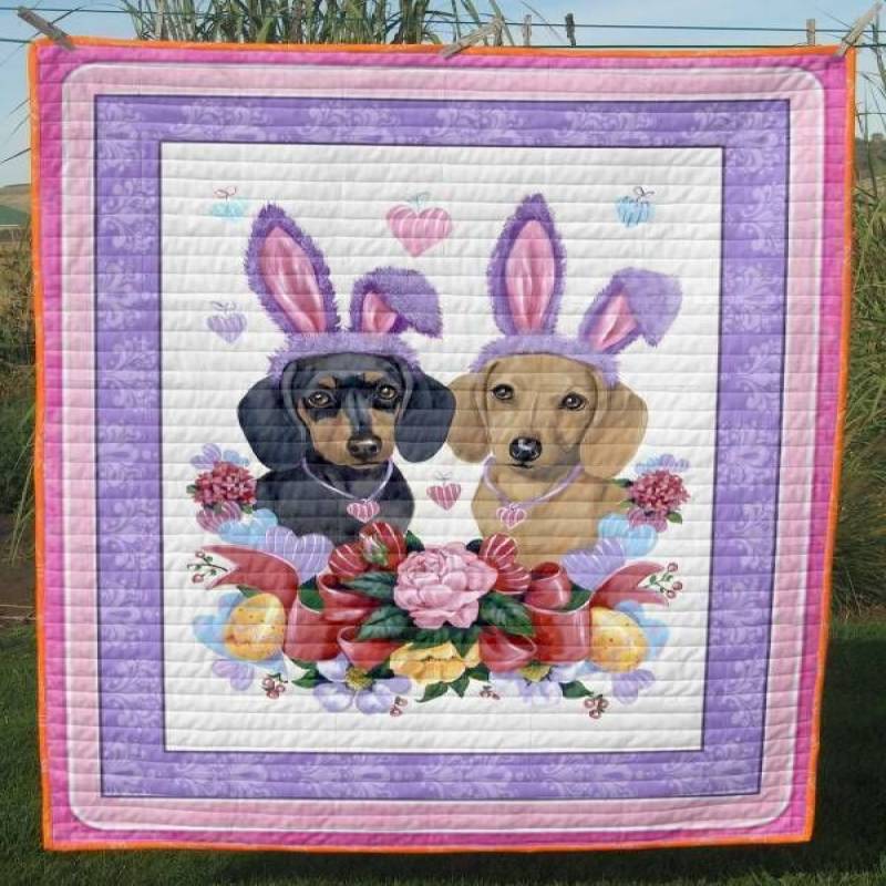 LL Bunny Dachshund Quilt Blanket Ver 01