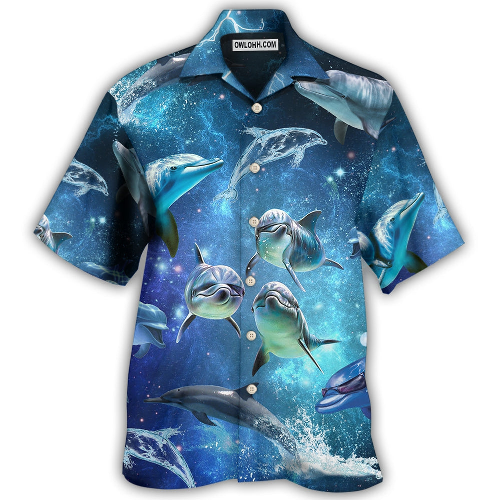 Dolphin In The Frozen Galaxy – Hawaiian Shirt – Owl Ohh