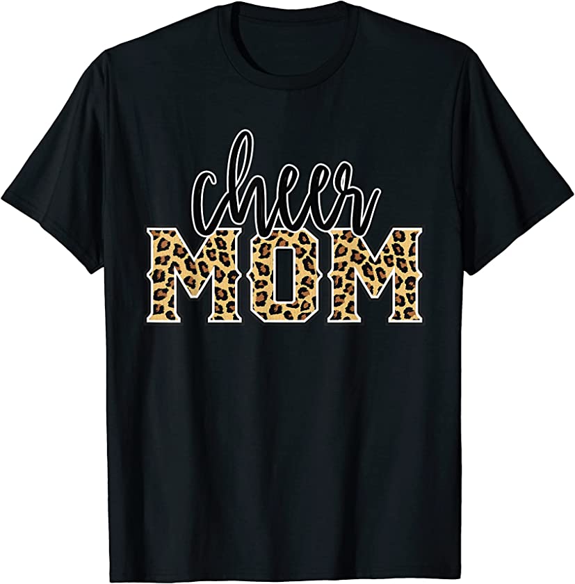 Cheer Mom Leopard Print Womens Proud Cheerleader Mother T-Shirt