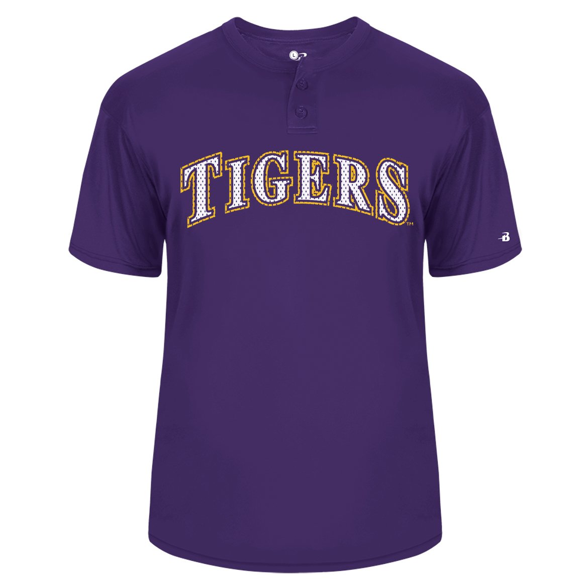 B&B Dry Goods LSU Tigers Baseball Performance 2 Button Jersey T-Shirt – Purple