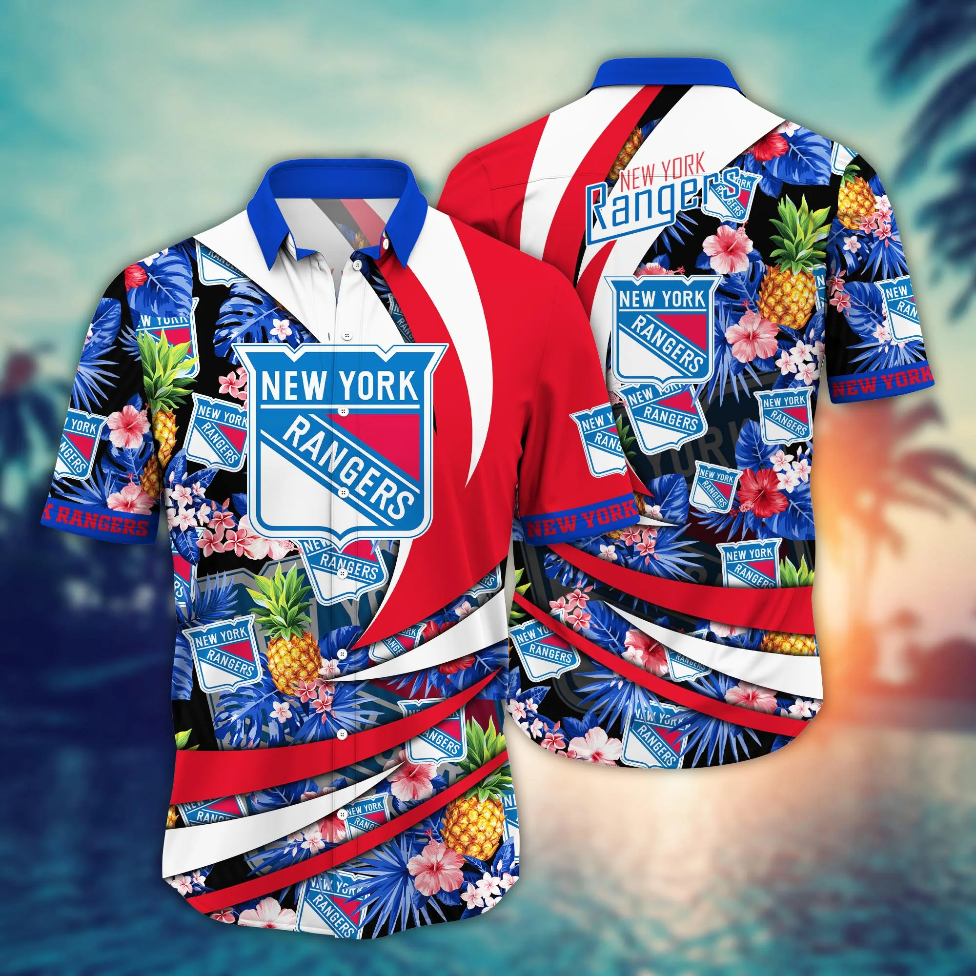 New York Rangers Nhl Hawaiian Shirt Leisure Aloha Shirt