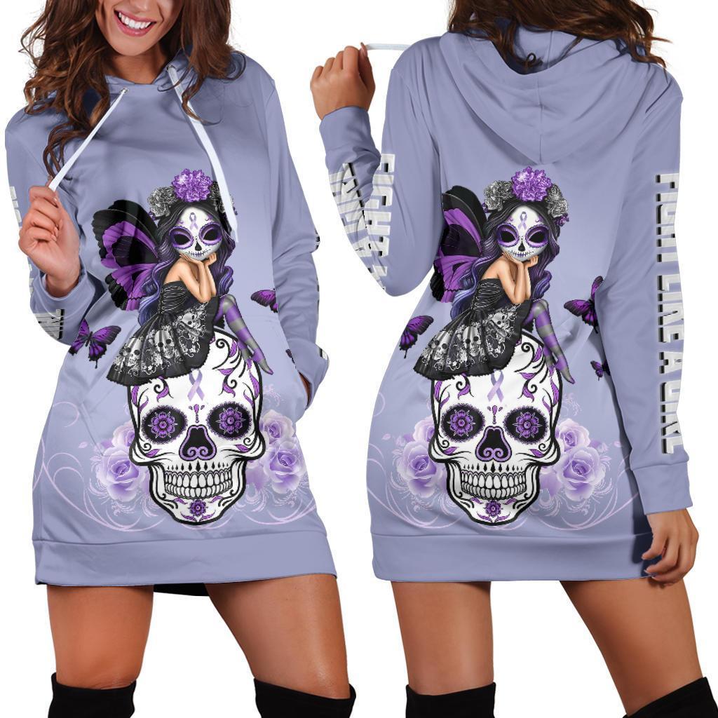 Violet Flag Skull Hoodie Dress