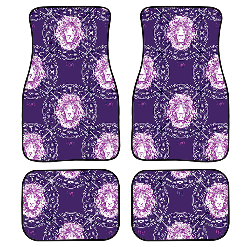 Purple Leo Zodiac Pattern Print Front And Back Car Floor Mats, Front Car Mat