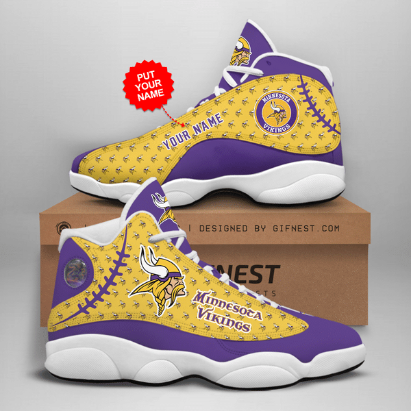 Minnesota Vikings 02 Jordan 13 Personalized Shoes Minnesota Vikings 02 Customized Name Sneaker