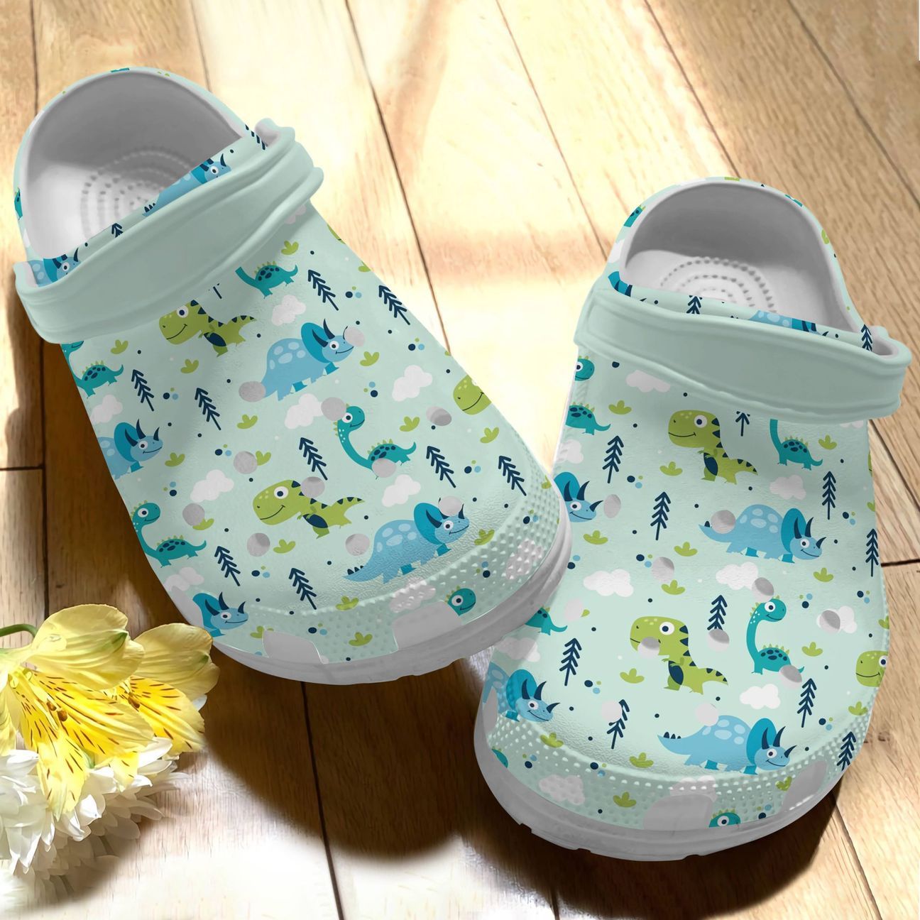 Dinosaur Personalize Clog, Custom Name, Text, Fashion Style For Women, Men, Kid, Print 3D Adorable Mint