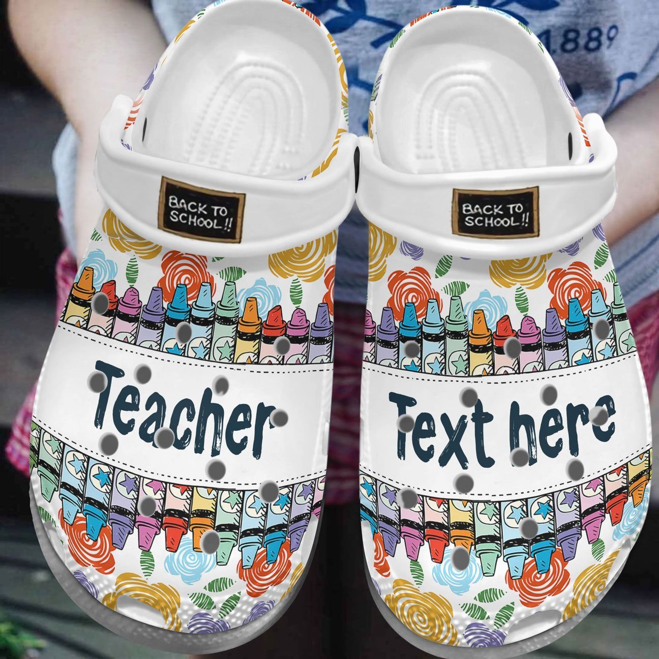 Teacher Personalized Clog, Custom Name, Text, Color, Number Fashion Style For Women, Men, Kid, Print 3D Crayon