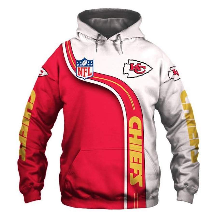 Kansas City Chiefs Curved Stripes 3D Hoodie