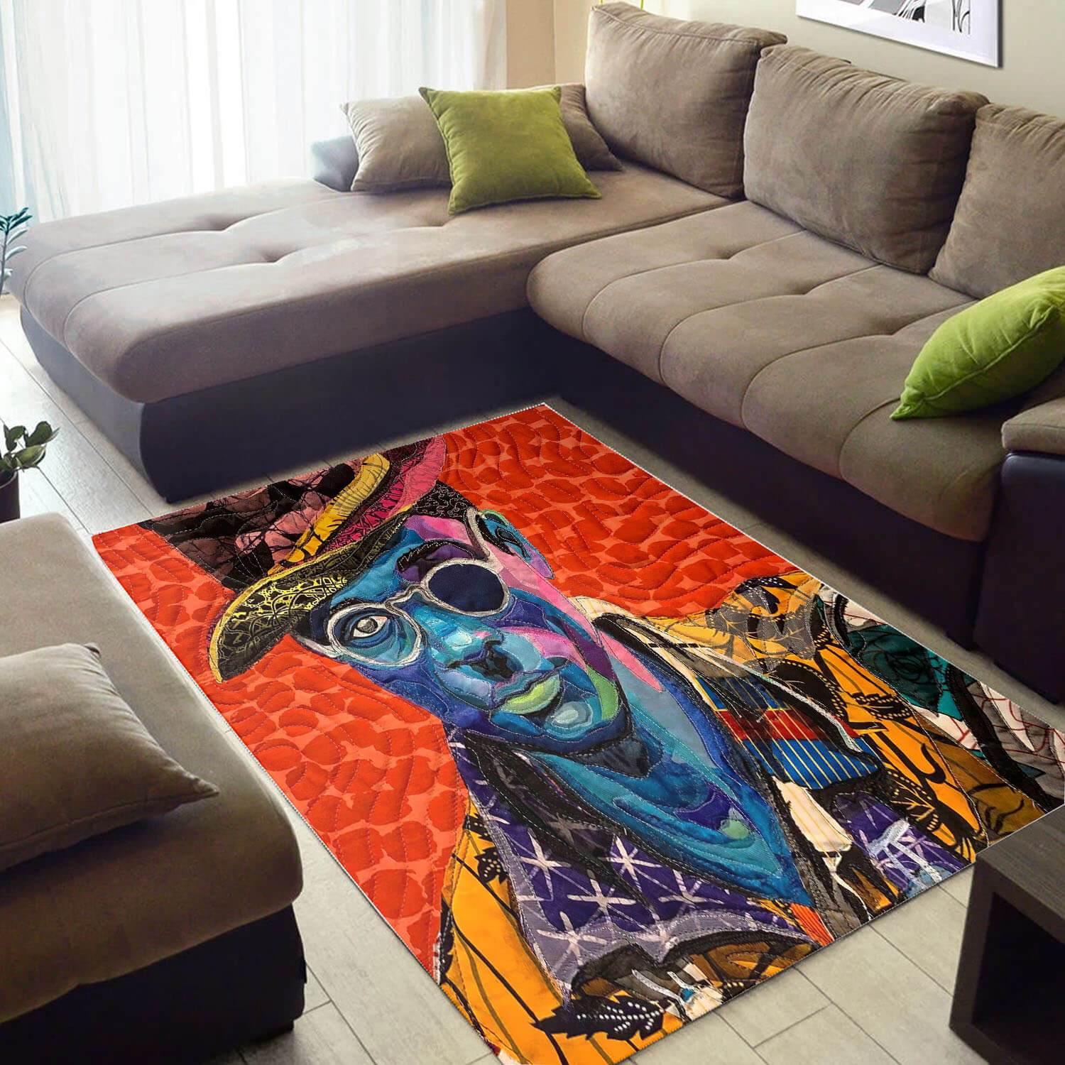 Trendy African Rug Cute African Style Melanin Woman African Large Rug African Living Room Decor WBG3840