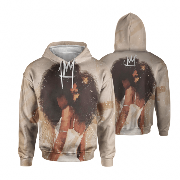 Black Queen Art Afro Girl Beauty All Over Print 3D Unisex Hoodie Us Size