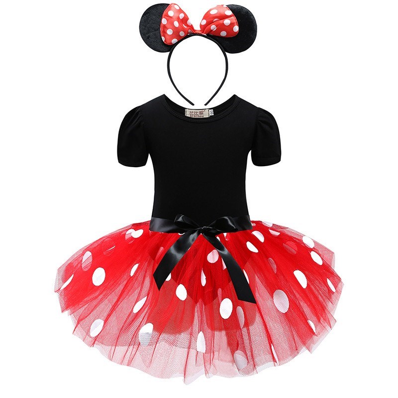 Baby Girl Mickey Minnie Tutu Dress Summer Dots Kids Birthday Clothes Headband Children Christmas Party Costume Accessories alx