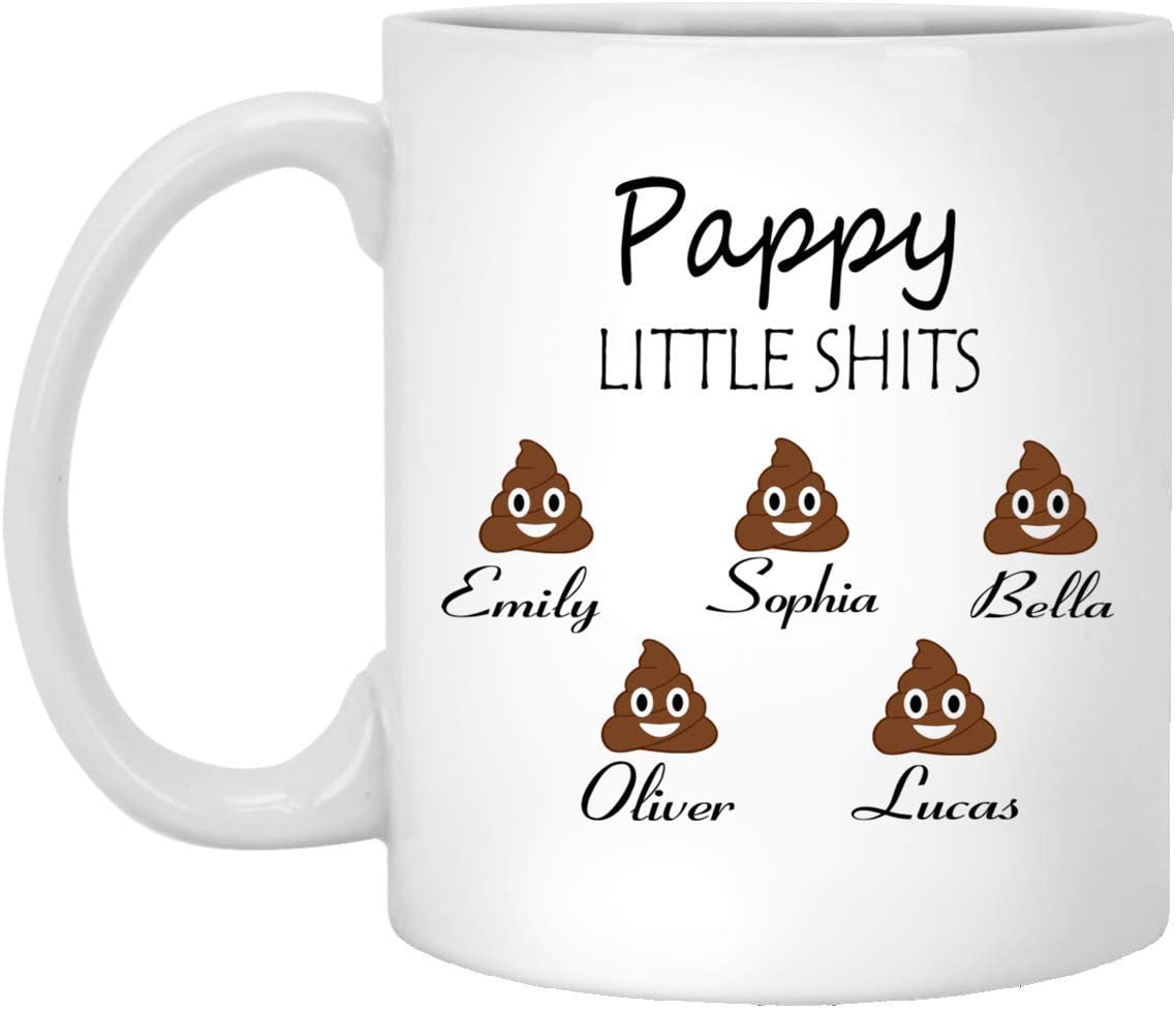 Pappy Gift Personalized – Pappy’S Little Shits – Pappy Funny Mug Customizable – Father’S Day Gift – Gift For Pappy – Pappy’S Birthday 15Oz