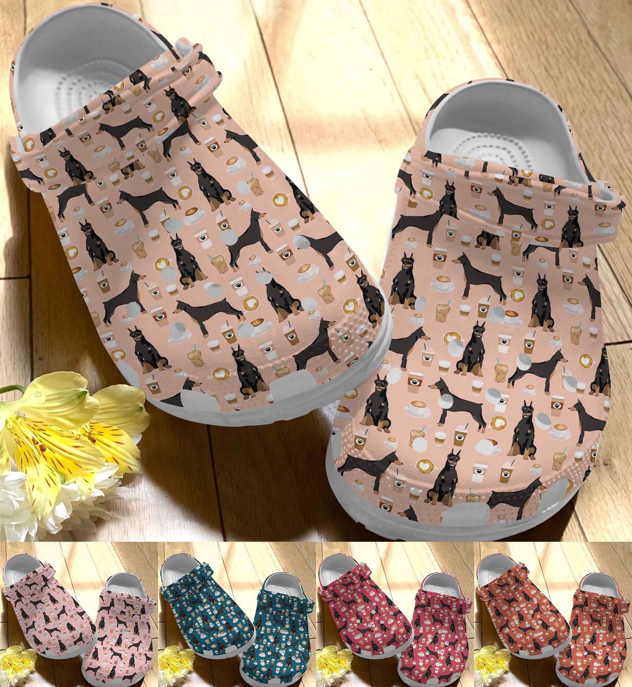 Doberman Pinscher Personalize Clog, Custom Name, Text, Fashion Style ...
