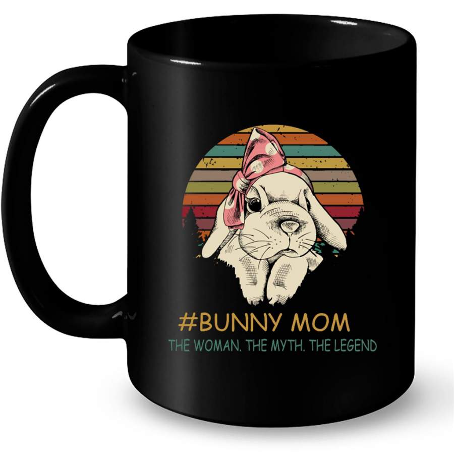 Bunny Mom The Woman They Myth The Legend, Classic Vintage Retrp – Full-Wrap Coffee Black Mug