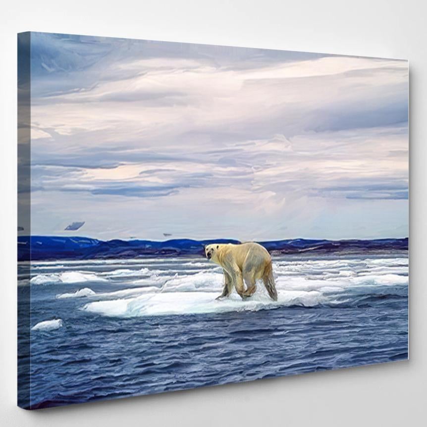 Polar Bear On Ice Floe Canadian – Bear Animals Canvas Print