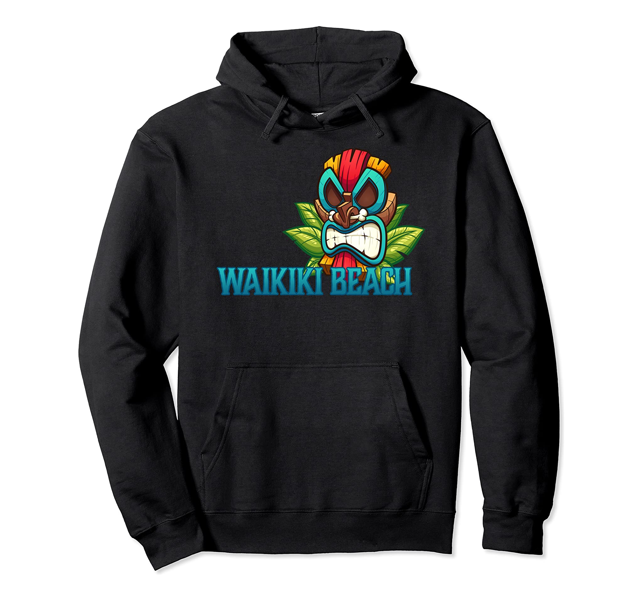 Waikiki Beach Tiki graphic – Hawaii Beaches Pullover Hoodie