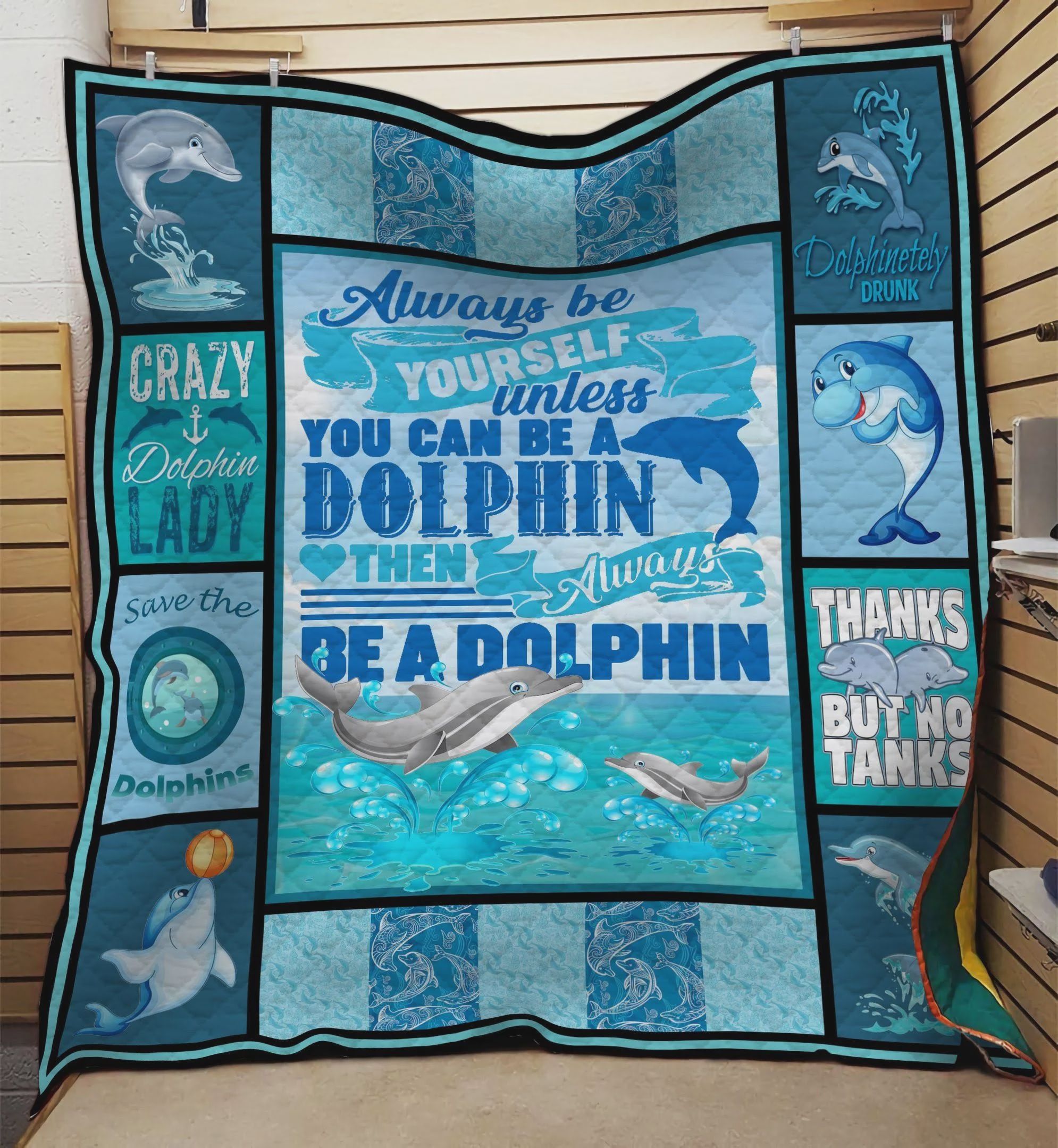 Crazy Dolphin Lady Quilt Blanket Great Customized Blanket Gifts For Birthday Christmas Thanksgiving