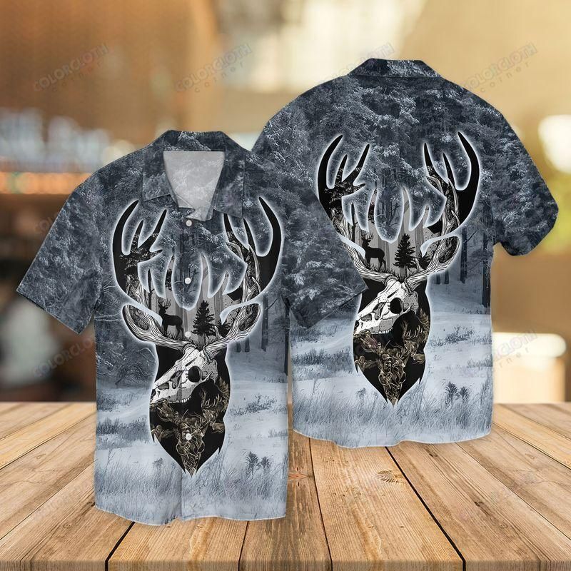 Trophy Deer Hunting Skull Aloha Hawaiian Shirt Colorful Short Sleeve Summer Beach Casual Shirt For Men And Women