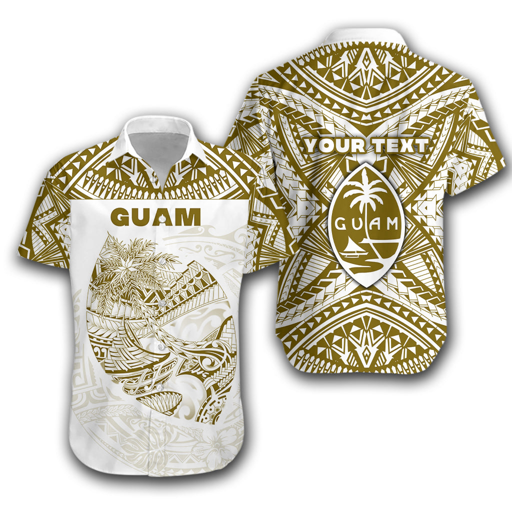 (Custom Personalised)Guam Rugby Hawaiian Shirt Polynesian Patterns – Gold Old Lt16