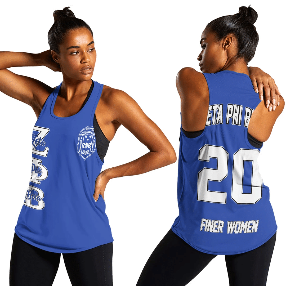 Wonderprint Tank Top Personalized Zeta Phi Beta Blue Racerback Tank