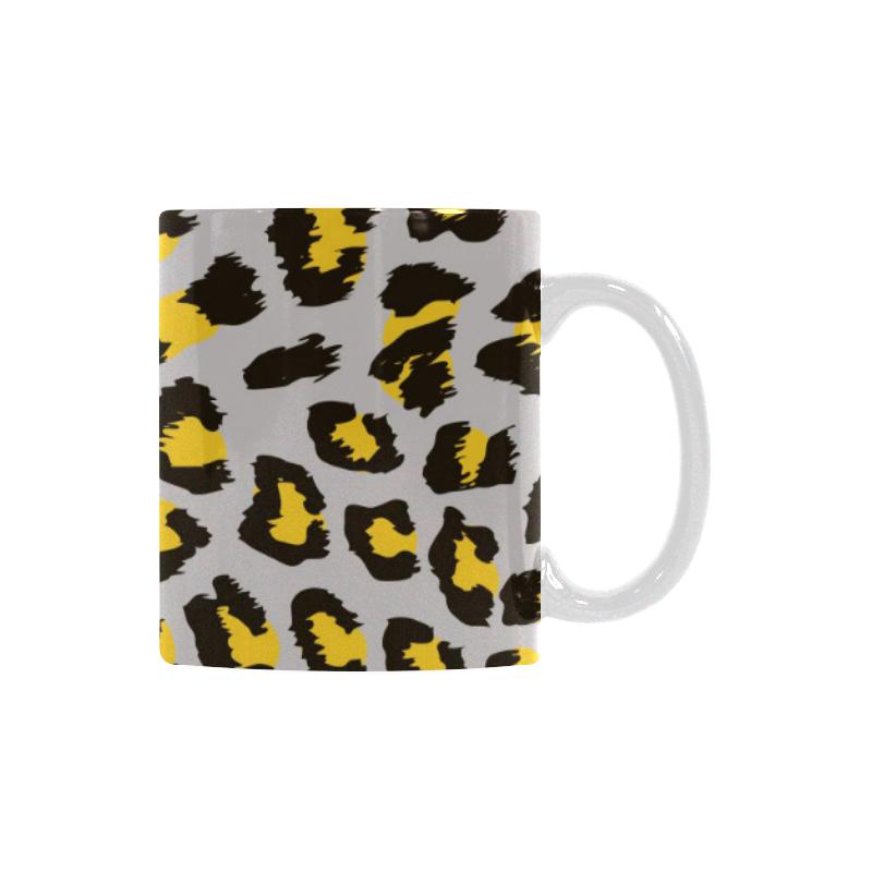 Gray Leopard print pattern Classical White Mug (Fulfilled In US)