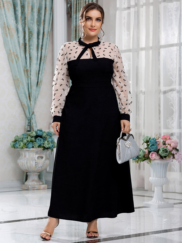 TOLEEN Women Plus Size Maxi Dresses 2022 New Spring Autumn Chic Elegant Bow Butterfly Long Sleeve Party Evening Wedding Clothing alx