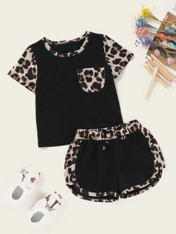 Toddler Girls Leopard Print Tee & Dolphin Shorts