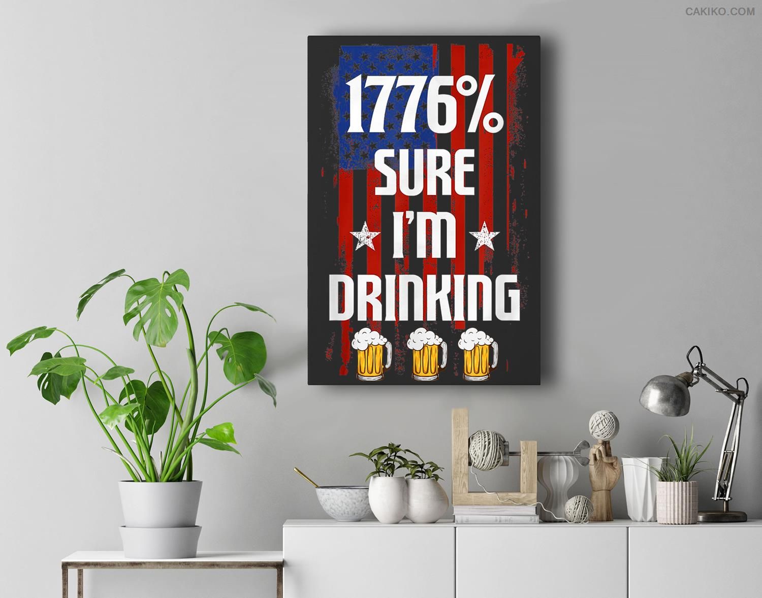 1776 Sure I’M Drinking American Flag Beer Lover Premium Wall Art Canvas Decor