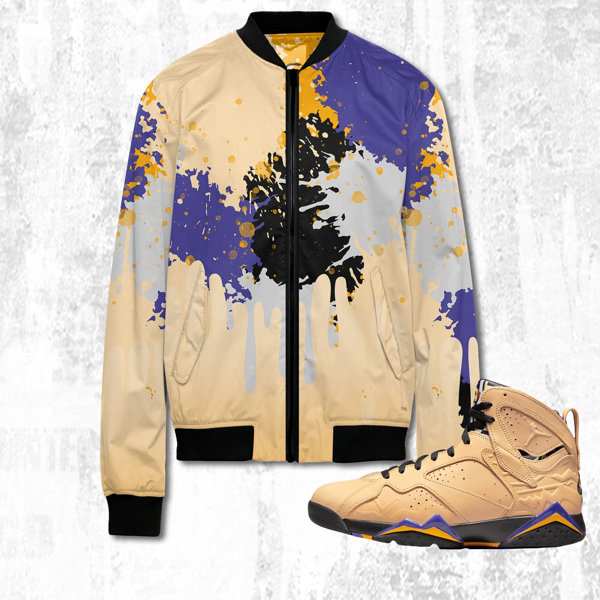 Colorful 3D Art.Jordan 7 SE Afrobeats, oversize Bomber, jacket trending 2022, Bomber match Jordan,Colorful bomber hot