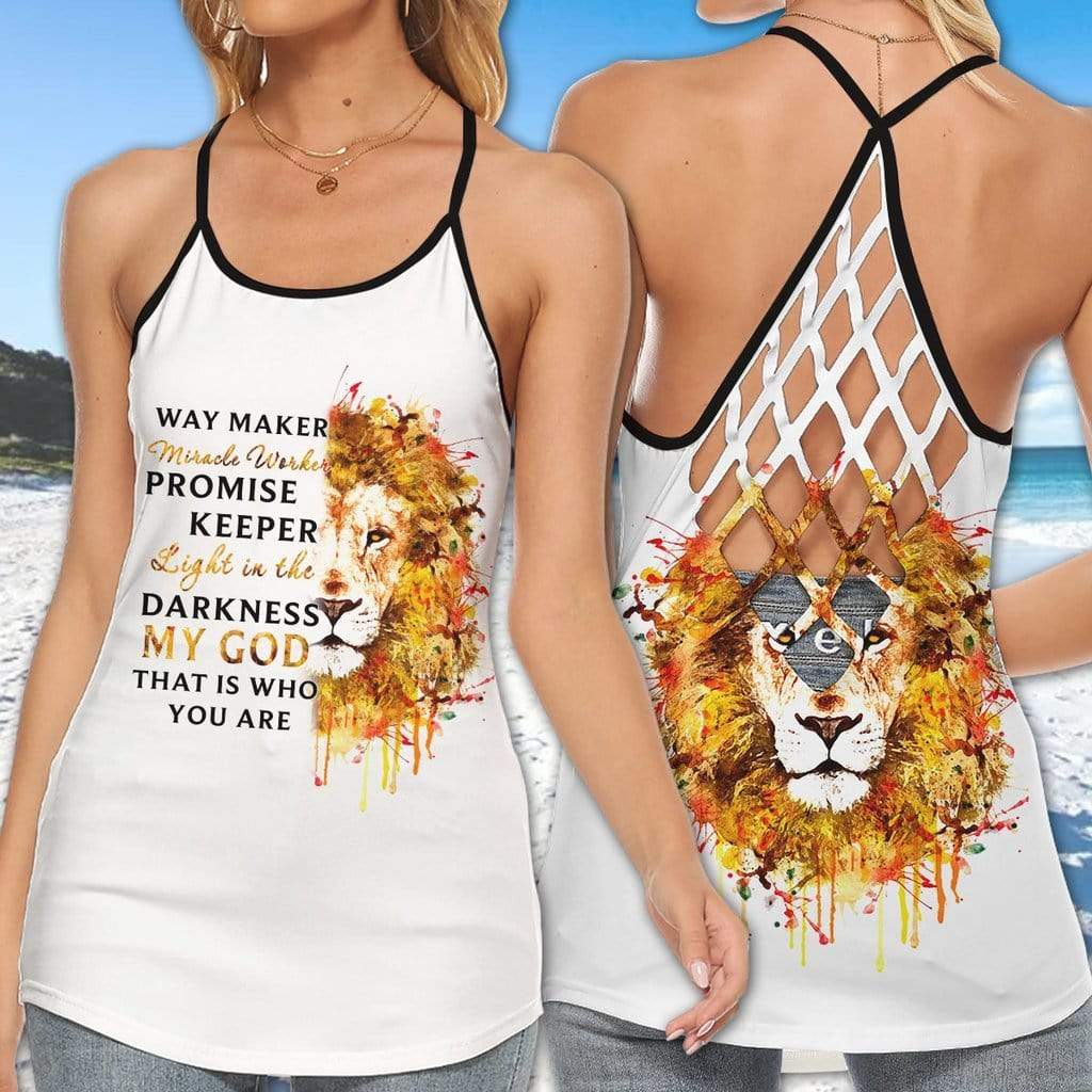 Way Maker Miracle, God And Lion Cross Tank Top Or Legging 3D #L