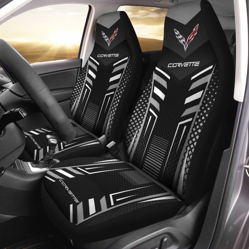 Chevrolet Corvette DVT-HT Car Seat Cover (Set of 2) Ver 2 (Black)